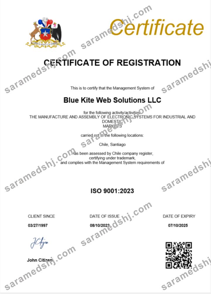 Chile  certificate of registration Word and PDF template
